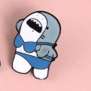 Shark with Blue Bikini Pin Brooch